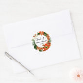 Poinsettia Citrus Gold Winter Weddenschap Hartelij Ronde Sticker (Envelop)