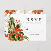Poinsettia Citrus Gold Winter Wedding RSVP (Voorkant / Achterkant)