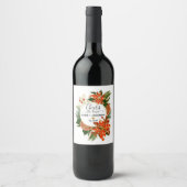 Poinsettia Citrus Gold Winter Wedding Wijn Etiket (Voorkant)