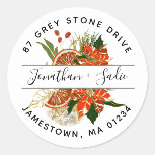 Poinsettia Citrus Return Address Label