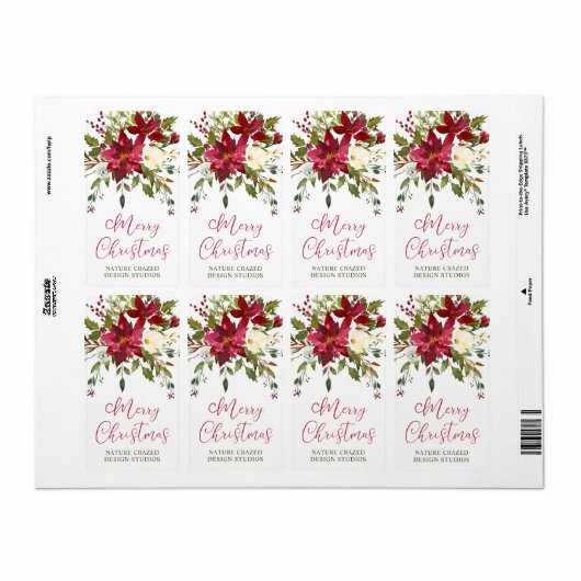 Poinsettia Company kerst Etiket (Full Sheet)