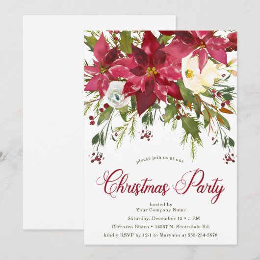 Poinsettia Company kerst Kaart (Voorkant / Achterkant)