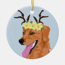 Poinsettia crown Coonhound ornament