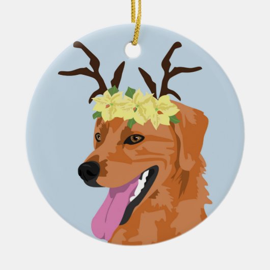 Poinsettia crown Coonhound ornament (Voorkant)