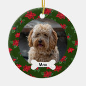 Poinsettia Custom Pet Puppy Dog Foto Keramisch Ornament (Voorkant)