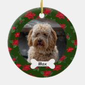 Poinsettia Custom Pet Puppy Dog Foto Keramisch Ornament (Achterkant)