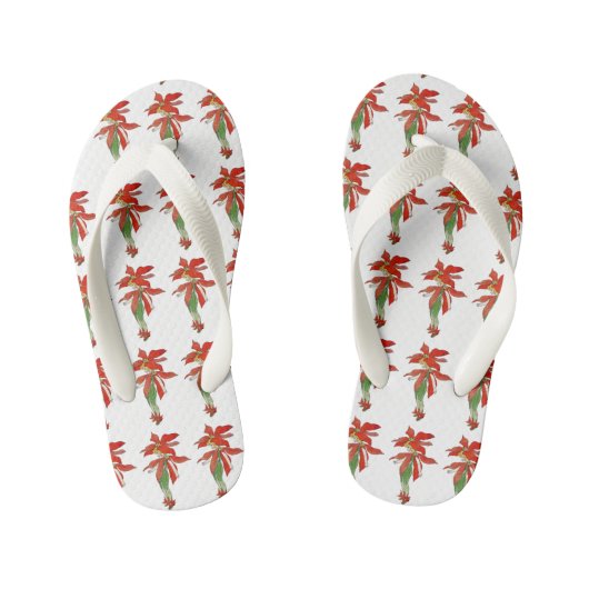 Poinsettia Cute Flower Child Floral Funny Girl Kinder Teenslippers (Voetbed)