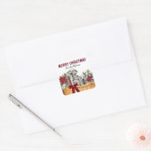 Poinsettia Dalmatische Puppies Kerstmand Vierkante Sticker (Envelop)