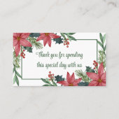 Poinsettia Dank u Groen Rood Kerstmis Bruiloft Plaatskaartje (Voorkant)