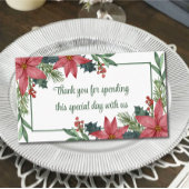 Poinsettia Dank u Groen Rood Kerstmis Bruiloft Plaatskaartje