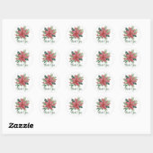 Poinsettia Dank u Rode Kerst Bloemen Bruiloft Ronde Sticker (Vel)