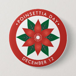 Poinsettia Day, rode bloem Ronde Button 7,6 Cm