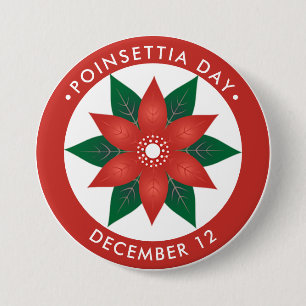 Poinsettia Day, rode bloem Ronde Button 7,6 Cm