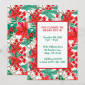 Poinsettia, Dennen Takken en Rode Bessen Kaart (Voorkant / Achterkant)