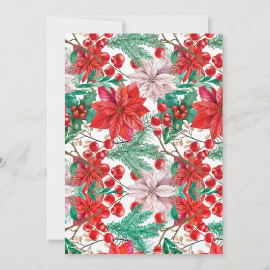 Poinsettia, Dennentakken en Rode Bessen  Kaart (Achterkant)