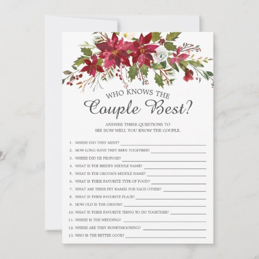 Poinsettia die het beste bruidsspel van het paar k kaart (Voorkant)