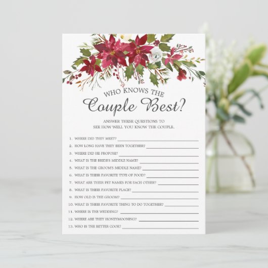 Poinsettia die het beste bruidsspel van het paar k kaart (Staand voorkant)