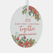  Poinsettia Eerste Kerstgewoonte Glas Ornament (Voorkant Rechts)