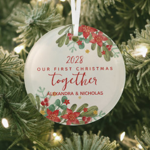  Poinsettia Eerste Kerstgewoonte Glas Ornament