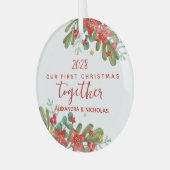  Poinsettia Eerste Kerstgewoonte Glas Ornament (Voorkant links)