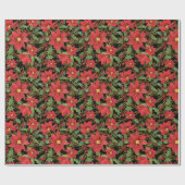 Poinsettia elegance on black wrapping paper cadeaupapier (Vlak)