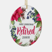 Poinsettia Elegant Eerste Kerstmis Foto C Keramisch Ornament (Rechts)