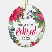 Poinsettia Elegant Eerste Kerstmis Foto C Keramisch Ornament (Links)