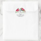 Poinsettia Elegant Merry kerst Return Address Ronde Sticker (Tas)