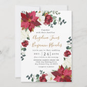 Poinsettia Elegant Red Gold White Floral Wedding Kaart (Voorkant)
