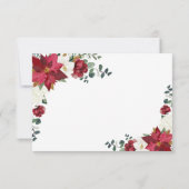 Poinsettia Elegant Red Gold White Floral Wedding RSVP Kaartje (Achterkant)