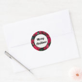 Poinsettia Elegante Zwarte Tekst Vrolijk Kerstfees Ronde Sticker (Envelop)