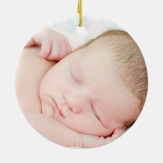 Poinsettia Elephant Baby's eerste Kerstmis Keramisch Ornament (Achterkant)