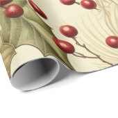  Poinsettia en bessen Patroon Kerstmis Cadeaupapier (Rol Hoek)