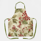 Poinsettia en bessen Patroon Kerstmis Schort (Voorkant)