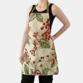 Poinsettia en bessen Patroon Kerstmis Schort (Insitu)