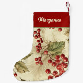 poinsettia en bessen patroon kleine kerstsok (Achterkant)