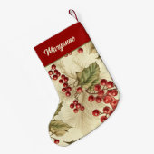 poinsettia en bessen patroon kleine kerstsok (Achterkant (Hangend))