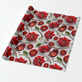 Poinsettia en bladeren cadeaupapier