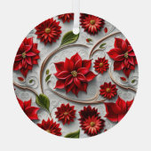 Poinsettia en bladeren glas ornament (Achterkant)