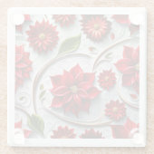 Poinsettia en bladeren glazen onderzetter (Achterkant)