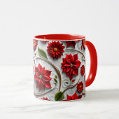 Poinsettia en bladeren mok (Voorkant rechts)