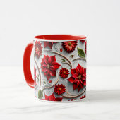 Poinsettia en bladeren mok (Voorkant links)