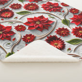 Poinsettia en bladeren sherpa deken (3/4)