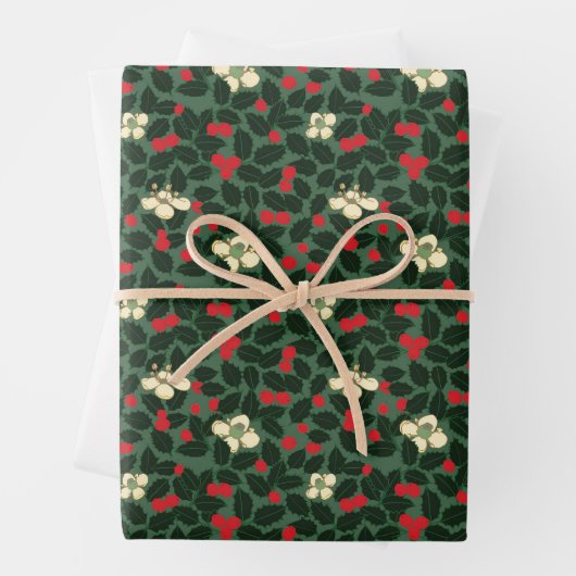 Poinsettia en bloemen inpakpapier vel (In situ)