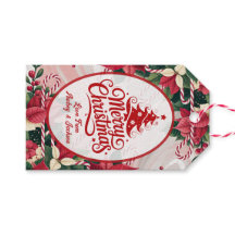 Poinsettia en Candy Cane cadeaubijslage