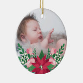 Poinsettia en Chalkboard | Eerste Kerstmis baby Keramisch Ornament (Rechts)
