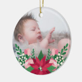 Poinsettia en Chalkboard | Eerste Kerstmis baby Keramisch Ornament (Links)