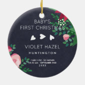 Poinsettia en Chalkboard | Eerste Kerstmis baby Keramisch Ornament (Achterkant)