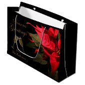 Poinsettia en Champagne Elegant Personalized Groot Cadeauzakje (Voorkant Gekanteld)