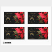 Poinsettia en Champagne Elegant Personalized Rechthoekige Sticker (Vel)